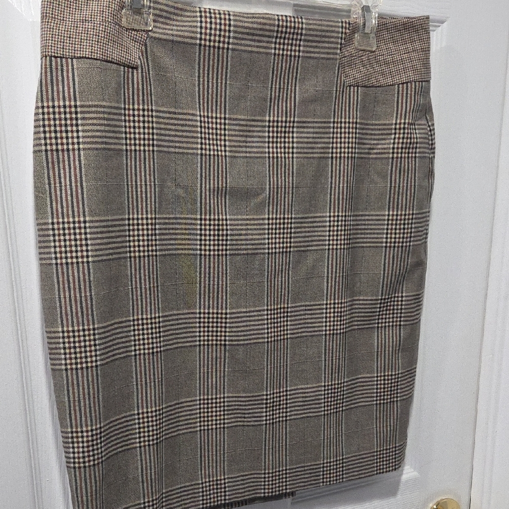 The Limited Brown Plaid Pencil Skirt